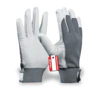 Gebol Gants de travail en cuir de qualité supérieure pour homme, pour la construction, la mécanique et le jardin avec taille élastique et fermeture Velcro, 1 paire de gants de sécurité taille M