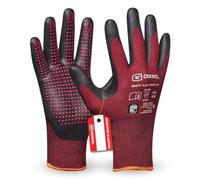 Gebol Multi Flex Touch Lady | Taille M (taille 8) | Gants de travail avec fonction tactile et picots | Gants en nitrile avec dextérité optimale et confort optimal | pour femme | Rouge | 1 paire