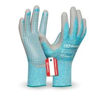 Gebol Upcycled Touch - Gants de travail durables avec fonction tactile - Revêtement en nitrile avec picots antidérapants - Pour homme et femme - Turquoise - 1 paire