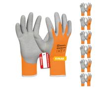 Gebol Winter Eco Lot de 6 paires de gants de travail thermiques pour homme avec revêtement en latex imperméable froissé pour une meilleure adhérence, taille L (taille 9), orange, lot de 6 paires
