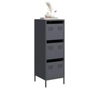 Gecheer Buffet Haut Anthracite 39x35x103,5 cm Acier, Meuble de Rangement avec 3 Tiroirs, Commode Armoire Latérale de Cuisine pour Salon, Chambre, Salle à Manger