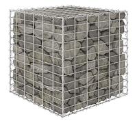 Gecheer Lit surélevé Cube à Gabion Fil d'acier 60x60x60 cm, Jardinière à Gabion, Grille de Mailles Fleur Plante Surélevé Lit Panier de Gabion pour Jardin, Terrasse, Extérieur