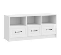 Gecheer Meuble TV Moderne Blanc Brillant en Bois d'Ingénierie - Espace de Rangement Polyvalent