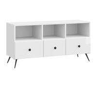 Gecheer Meuble TV Multifonctionnel - Organisation Pratique et Style Élégant, Blanc Brillant, Bois d'Ingénierie, 102 x 34,5 x 50 cm, pour Salon et Bureau