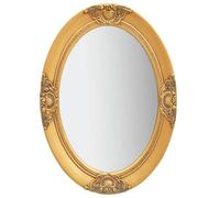 Gecheer Miroir Mural Style Baroque 50x70 cm Doré, Miroir de Vanité Muraux, Montage Mural Miroir Cosmétiques pour Salle de Bain, Salon, Chambre, Dressing, Couloir, Mur Entrée