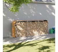 Gecheer Range-Bûches, Support-Bûches, Abri, Cabane, pour Bois, d'Extérieur, en Acier Galvanisé, Marron Clair, 234x45x100 cm, Abri à Bois de Jardin, Extérieur, en Acier, Métal, Support-Bûches de Jardin
