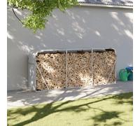 Gecheer Range-bûches, support de bois, cabane, petite maison, pour bois, à l'extérieur, en acier galvanisé, gris clair, 234x45x100 cm, abri à bois de jardin, extérieur, en acier, métal, support de