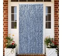 Gecheer Rideau anti-mouches, moustiquaire, rideau chenillé pour porte protection soleil antimouches, rideau en chenille, rideau anti-mouches pour porte fenêtre, bleu et blanc 100 x 200 cm en chenille