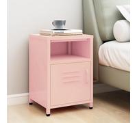 Gecheer Table de Chevet Moderne en Acier - Rose - 35x35x51 cm - Capacité 40 kg - Avec Fixation Murale