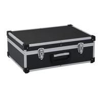 Gecheer Valise à Outils 46 x 33 x 16 cm Noir Aluminium, Boîte à Outils, Caisse à Outils Malle de Rangement pour Maison, Atelier, Garage