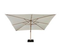 Gecko Jardin Parasol déporté Rotatif 360° inclinable Aluminium Finition Bois Toile écrue 4x3 m Poseidon