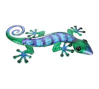 Gecko Mural en Fer 15 Pouces, Décoration Artisanale Jardin | Applique Décorative pour Maison ou Fenêtre, Style Charmant, Couleurs Peintes, Légère Verre