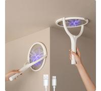 GeckoMan Raquette Electrique Insectes Raquette Moustique Electrique Mouche | Tête Rotative, Rechargeable Usb-C, Raquette Anti Moustique Electrique Tapette Electrique Pour Insecte
