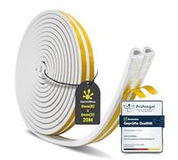 GeckoSeal 20m Joint Porte Fenetre, 9mm x 6mm Joint Mousse Adhésif d'Étanchéité Porte Calfeutrage Isolant Thermique, Froid, Anti-collision, Poussière(Blanc, 5m X 4)