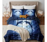 GEDAEUBA Couette 160x200 4 Saisons Dauphin, Duvet 2 Personnes Douce Légère et Chaude, Couette Imprimée Réversible Animaux Marins, Edredon avec 2 Taies d'oreiller, Decoration Chambre et Cadeau