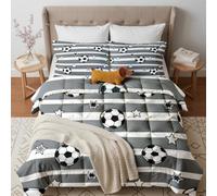 GEDAEUBA Couette 200x200 4 Saisons Football Enfant, Duvet 2 Personnes Douce Légère et Chaude, Couette Imprimée Réversible Foot Sport, Edredon avec 2 Taies d'oreiller