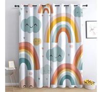 GEDAEUBA Rideau Occultant Thermiques Arc en Ciel Fille - Lot de 2 Rideaux Imprimé pour Salon Chambre Fenetre Cuisine, Rideaux et Draperies Intérieurs à Oeillets, 140x160 cm (LxH)