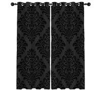 GEDAEUBA Rideau Occultant Thermiques Damas Noir Gothique - Lot de 2 Rideaux Imprimé pour Salon Chambre Fenetre Cuisine, Rideaux et Draperies Intérieurs à Oeillets, 140x240 cm (LxH)