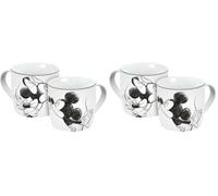 Gedalabels Tasse Mickey Kiss Sketch gris argenté 300 ml, tasse en porcelaine, tasse à café, tasse pour enfant, Mickey Mouse, Minnie Mouse, cœur, gris (Lot de 2)
