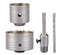 Gedlex Foret Beton 68mm, Scie Cloche Beton 100mm, Foret à Sec avec Tête de Meulage YG8, M22 Trépan Béton avec Queue Ronde 110mm SDS Plus, Kit Scie Cloche Carbure