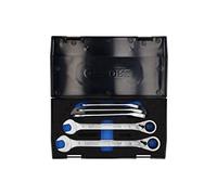 GEDORE Assortiment de clés à fourche avec cliquet, 5 pièces, Tailles 8 à 19 mm, Plates, Jeu de clés, 7 R-005