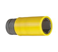 GEDORE Douille impact avec gaine protectrice, Douille avec entraînement 1/2" 12,5 mm, 6 pans, Taille 22 mm, Jaune signalisation, Voiture, K19 LS 22