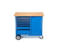 GEDORE Établi roulant, Établi avec 7 tiroirs et un plan de travail en bois, Établi mobile sur roues, Tôle d’acier, Vide, 1504 0511