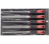GEDORE Kit de limes R93000005 – 5 pièces (3 pans, 4 pans, plat, rond, semi-ronde) 310 mm