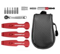 GEDORE red Kit complet d’outils de vélo, 13 pièces, Changement de pneu, Embouts, Cliquet, Adaptateur, Douille, Kit d’outils de vélo avec sacoche