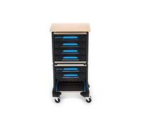 GEDORE Servante d’atelier WorkMo B2, Établi mobile avec 6 tiroirs et plan de travail en bois, Plastique/aluminium, Vide, Établi mobile 1110 WMW-2
