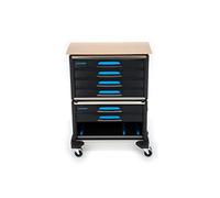 GEDORE Servante d’atelier WorkMo B3, Établi mobile avec 6 tiroirs et plan de travail en bois, Plastique/aluminium, Vide, Établi mobile 1110 WMW-3