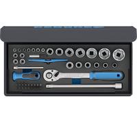 Gedore Jeu de douilles TC 19-20-MU-10 1/4"‑1/2" 52 pièces dans une poche textile