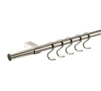 Gedotec Barre de cuisine design système de rail mural | Aspect inox | kit longueur : 900 mm | système à 5 crochets en S et matériel de fixation | 1 set complet - barre en métal