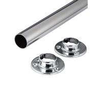 Gedotec Barre de penderie murale ronde | 1 set de barre de penderie avec 2 supports de tube d'armoire chromé brillant | POLE
