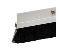 Gedotec Bas de Porte Coupe-Froid comme Protection Contre Le Froid et Les Insectes | 1 pièce - Joint à Brosse | Longueur : 2 m | Joint à Garniture Dense Aluminium Noir | à Visser