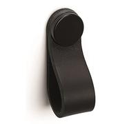 Gedotec bouton de meuble en métal et cuir | 1 pc bouton pour armoires - Noir - Noir fixation incluse | FLEXA 0404 | LA : 128 mm | Boutons pour meubles de cuisine