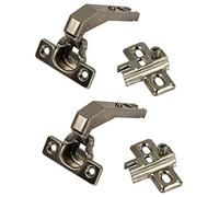 Gedotec Charnière de Meuble de Cuisine | Amortisseur en Acier Nicklé pour Armoire, Placard et Rangement en Bois | Applique Métallique avec Plaque de Fixation | Angle d'Ouverture à 95° | Set de 2