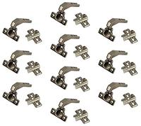 Gedotec Charnière de Meuble de Cuisine | Amortisseur en Acier Nicklé pour Armoire, Placard et Rangement en Bois | Applique Métallique avec Plaque de Fixation | Angle d'Ouverture à 95° | Set de 10