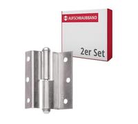 Gedotec Charnière de porte de chambre coudée Paumelle de porte en métal Charnière de meuble pour portes - H1919 | Coude D 7,5 mm | Longueur 50 mm | Acier nickelé mat | DIN droite