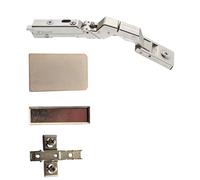Gedotec Charnière Tiomos Mirro nickelé | Pour portes miroir & en verre | 1 kit COMPLET | Avec amortisseur | Angle d´ouverture 125°