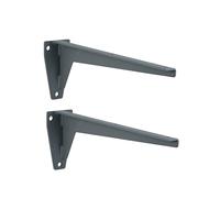 Gedotec Console de charge lourde en acier massif | Capacité : 150 kg par paire | Longueur : 380 mm | 2 équerres support d'étagère | équerre MIRA | apprêté gris | consoles robustes