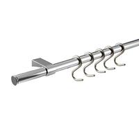 Gedotec Ensemble de rails de cuisine - Barre à crochets - Barre de suspension pour cuisine et salle de bain - Barre de rail avec crochets en S - Aspect acier inoxydable - Longueur : 900 mm - 1 set