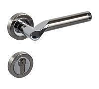 Gedotec Garniture à béquilles pour portes intérieures Ferrure de porte en acier inoxydable mat - chrome poli - MIRAGE | Poignée de porte pour portes de chambre sur rosace ronde