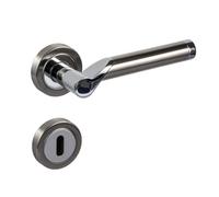Gedotec Garniture à béquilles pour portes intérieures Ferrure de porte en acier inoxydable mat - chrome poli - MIRAGE | Poignée de porte pour portes de chambre sur rosace ronde | BB - Oval