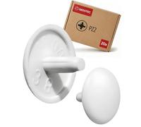 Gedotec Lot de 20 capuchons ronds pour meubles - Pour trou de tête PZ2 | H1115 | Couvertures Ø 12 x 2,5 mm | Bouchons de fermeture en plastique blanc | Embouts pour trous de perçage et meubles en bois