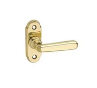 Gedotec Poignée de Fenêtre | Semi-Olive | 59 mm | 1 Kit | Laiton Poli Brillant | Poignée de porte sans cylindre de fermeture - Ferrure de protection avec tige de poignée