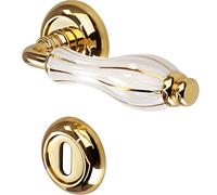 Gedotec Poignée de porte design | Garniture de porte pour portes intérieures, portes de chambres, portes en bois | GLORY-R | Laiton poli | Porcelaine | BB