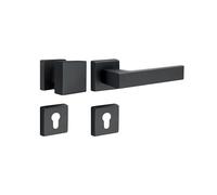 Gedotec Poignée de porte en aluminium Garniture de porte noire PUSH 1317 | PZ - cylindre | Poignée de porte vintage | 1 garniture à bouton design avec matériel de fixation