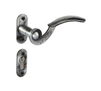 Gedotec Poignee de Porte | TILLY-R | 1 Kit - Garniture de Poignée design | Antique Fer Forgé Noir Mat | Garniture de rosace noire - argent galvanisé | Porte de jardin | PZ - Cylindre