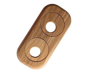 Gedotec Radiateur Double Rosace Chêne - Perçage 19mm - Espacement des tuyaux variable 41-66mm - 122x58mm - Bois laqué - Cache tuyau, rosace de chauffage - Fabriqué en Autriche (Chêne 19mm)